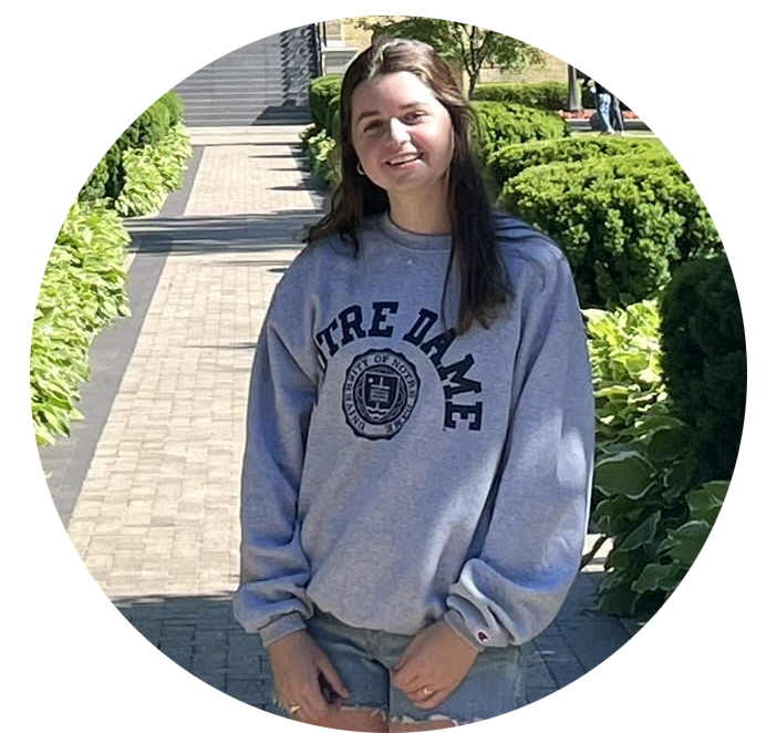 student in Notre Dame sweatshirt